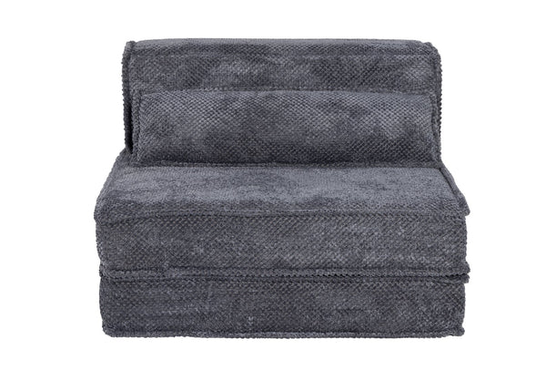 English Elm Compression Mahjong Sofa Bed - Stylish Modular Floor Seating, Soft Fleece, No Assembly, Dark Grey W3723P377151