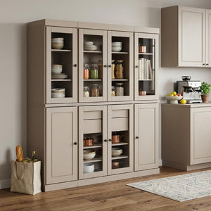72 Inch Solid Wood Tall Pantry Cabinet with Two Drawers for Kitchen or Hallway