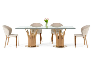 VIG Furniture Paxton Rosegold Vase-Base Glass Dining Table — Tempered 87"X43" Rectangular Top Seats 6–8 Stylishly VGVCT817L