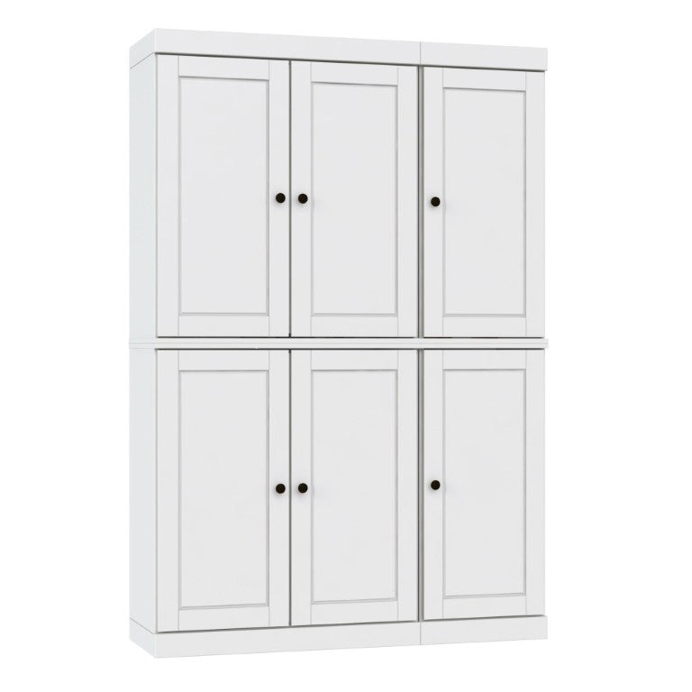 HomeRoots 72 Inch Solid White Wood Pantry Cabinet Six Doors One Drawer Tall Kitchen Storage 749010