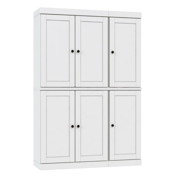 HomeRoots 72 Inch Solid White Wood Pantry Cabinet Six Doors One Drawer Tall Kitchen Storage 749010