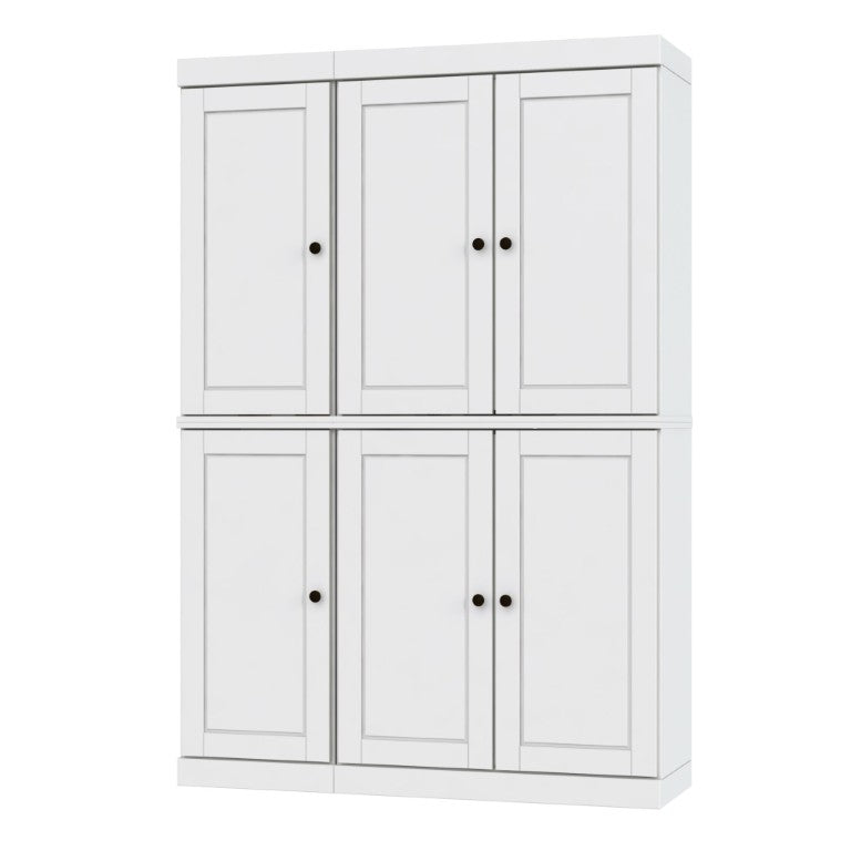 HomeRoots 72 Inch Solid White Wood Pantry Cabinet Six Doors One Drawer Tall Kitchen Storage 749010