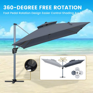 English Elm 11FT Patio Umbrella with Double Venting Top, UPF50+ 11x11ft Shade, Aluminum Frame, Tilt & Rotate Gray 106.3 L x 16.14 W x 6.3 H T3609P347438