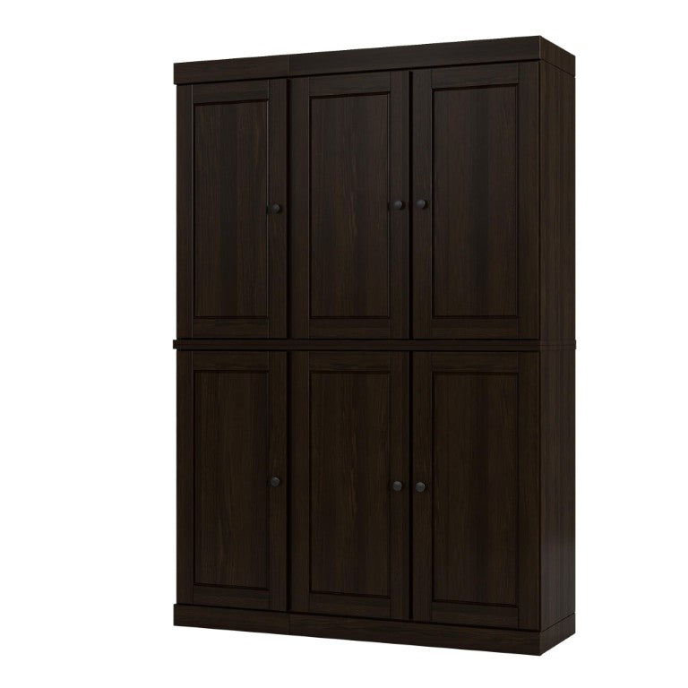 HomeRoots 72 Inch Espresso Solid Wood Pantry Cabinet Six Doors One Drawer Kitchen Storage 749023