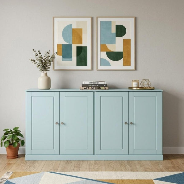 64 Inch Solid Wood Buffet Sideboard with Dual Cabinet Doors for Dining Room Storage