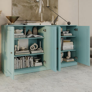 64 Inch Solid Wood Buffet Sideboard with Dual Cabinet Doors for Dining Room Storage