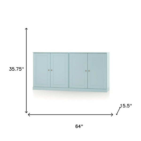 64 Inch Solid Wood Buffet Sideboard with Dual Cabinet Doors for Dining Room Storage