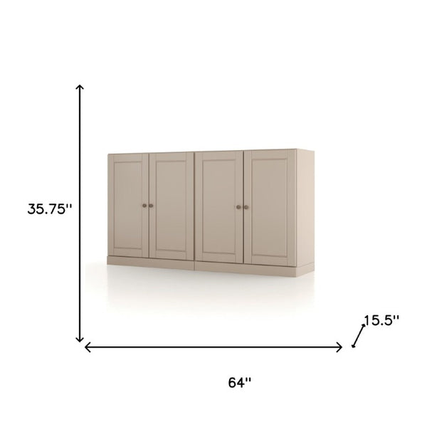 64 Inch Solid Wood Buffet Sideboard with Double Doors for Stylish Dining Room Storage
