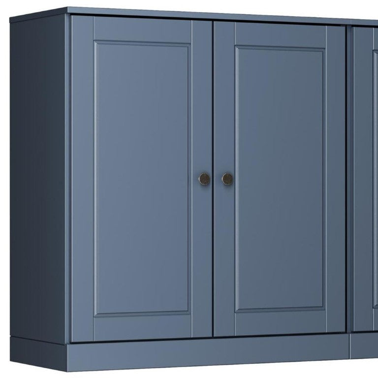 HomeRoots 64 Inch Solid Wood Buffet Cabinet in French Blue with Dual Door Storage 749049