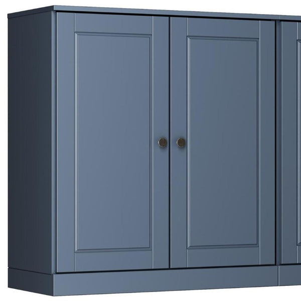 HomeRoots 64 Inch Solid Wood Buffet Cabinet in French Blue with Dual Door Storage 749049