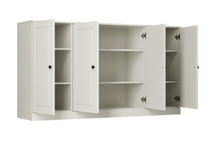64 Inch Solid Wood Buffet Sideboard with Double Doors for Stylish Dining Room Storage