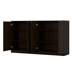 64 Inch Solid Wood Buffet Sideboard with Double Doors for Stylish Dining Room Storage