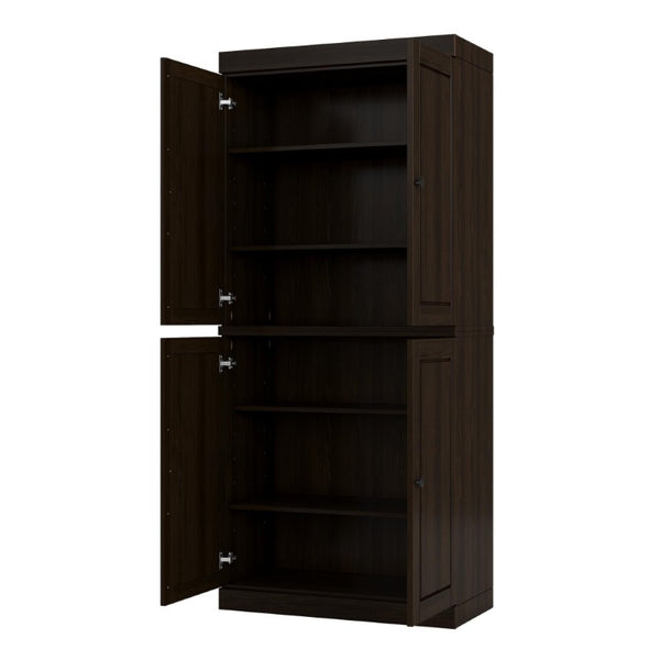 72 Inch Espresso Solid Wood Tall Storage Cabinet Pantry Closet Organizer