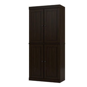 HomeRoots 72 Inch Espresso Solid Wood Freestanding Pantry Cabinet with Four Doors 749055