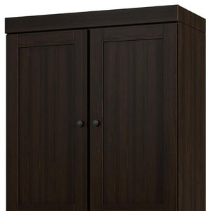72 Inch Espresso Solid Wood Freestanding Pantry Cabinet with Four Doors