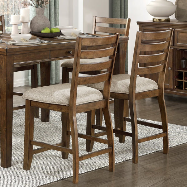 English Elm Traditional Cherry Finish Counter Height Dining Set Seats Six with Storage Drawers B011S02490