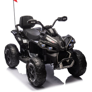 English Elm 24v Kids Electric Atv Xxxl Off-road Ride on with Remote Parental Control and Bluetooth Black W1578P228312