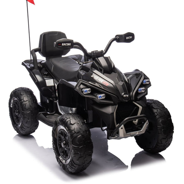 English Elm 24v Kids Electric Atv Xxxl Off-road Ride on with Remote Parental Control and Bluetooth Black W1578P228312