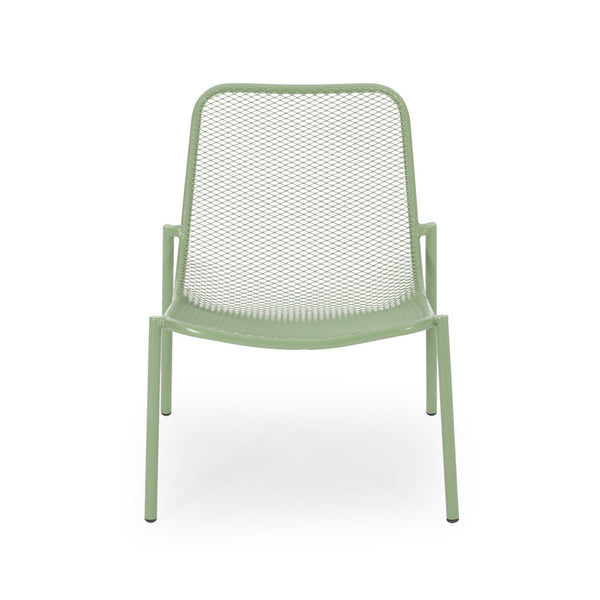 English Elm Kincaid Outdoor Iron Mesh Conversation Set Rust Resistant Patio Chairs with Side Table Matte Green N775P392159G