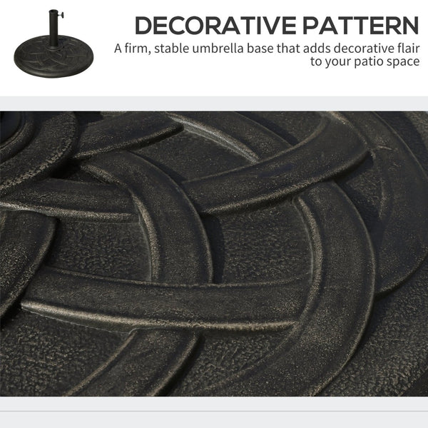 English Elm Round Resin Umbrella Base with Bronze Finish Ornate Pattern for Patio Stability T3971P383451