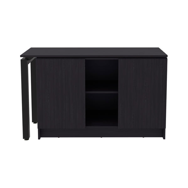 English Elm Beattie Rotating L-shaped Home Office Desk Engineered Wood Matte Black Finish B092S00299
