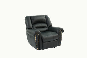 English Elm Modern Oversized Manual Recliner Chair Glider in Bonded Leather with Nailhead Trim and Plush Support Black 41 L x 31 W x 27 H B011P205581