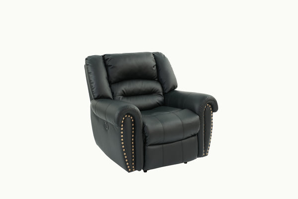 English Elm Modern Oversized Manual Recliner Chair Glider in Bonded Leather with Nailhead Trim and Plush Support Black 41 L x 31 W x 27 H B011P205581