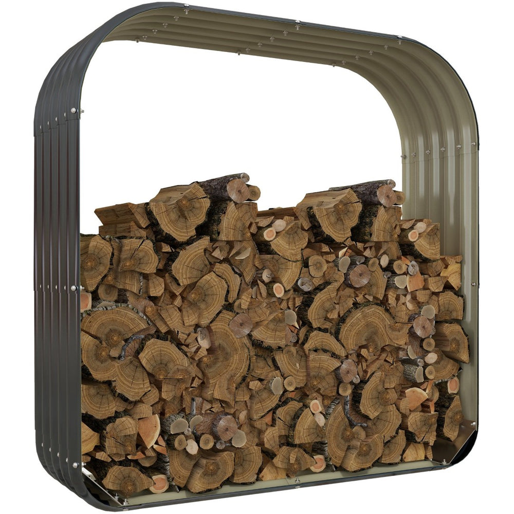 English Elm Outsunny Galvanized Steel Outdoor Firewood Rack with Cover Ventilated Log Storage W2225P229641