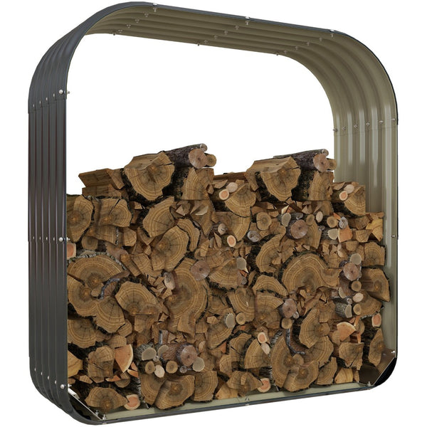 English Elm Outsunny Galvanized Steel Outdoor Firewood Rack with Cover Ventilated Log Storage W2225P229641