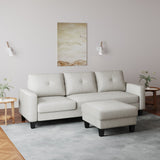 English Elm Living Room Furniture With Polyester Fabric L Shape Couch Corner Sofa For Small Space Beige