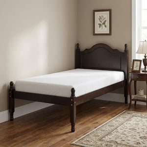 Coffee Solid Wood Twin Bed Sturdy Bedroom Frame with Classic Warm Finish Appeal