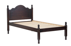 Coffee Solid Wood Twin Bed Sturdy Bedroom Frame with Classic Warm Finish Appeal