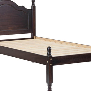 Coffee Solid Wood Twin Bed Sturdy Bedroom Frame with Classic Warm Finish Appeal