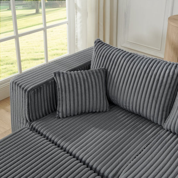 English Elm Compact Modular Sectional Corduroy Sofa High Density Foam Fill for Small Space Living Gray W487P411609