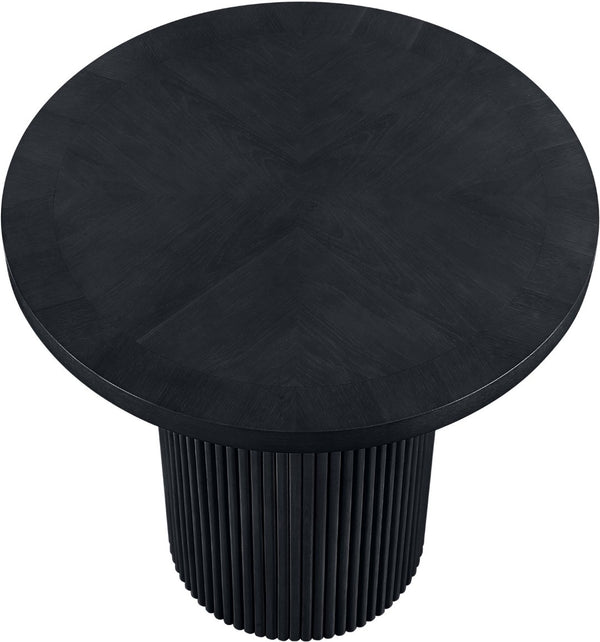 Meridian Furniture Belinda Fluted Solid Wood Base Counter Height Table with Oak Veneer Top Seats Four Black 36" W x 36" D x 36" H 749Black-T