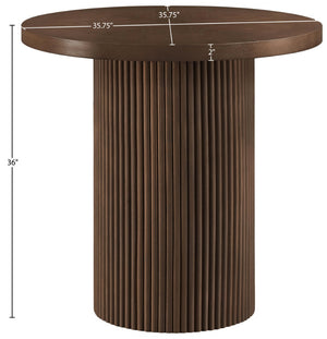Meridian Furniture Belinda Fluted Solid Wood Base Counter Height Table with Oak Veneer Top Seats Four Brown 36" W x 36" D x 36" H 749Brown-T