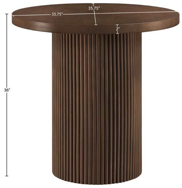 Meridian Furniture Belinda Fluted Solid Wood Base Counter Height Table with Oak Veneer Top Seats Four Brown 36" W x 36" D x 36" H 749Brown-T