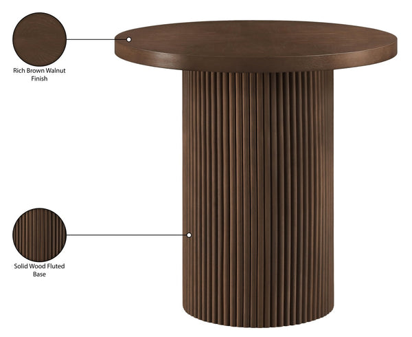 Meridian Furniture Belinda Fluted Solid Wood Base Counter Height Table with Oak Veneer Top Seats Four Brown 36" W x 36" D x 36" H 749Brown-T