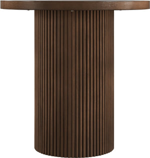 Meridian Furniture Belinda Fluted Solid Wood Base Counter Height Table with Oak Veneer Top Seats Four Brown 36" W x 36" D x 36" H 749Brown-T