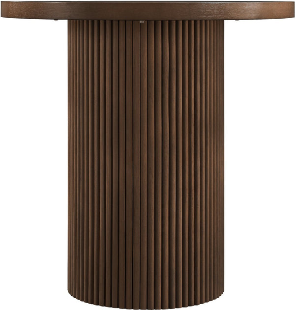 Meridian Furniture Belinda Fluted Solid Wood Base Counter Height Table with Oak Veneer Top Seats Four Brown 36" W x 36" D x 36" H 749Brown-T