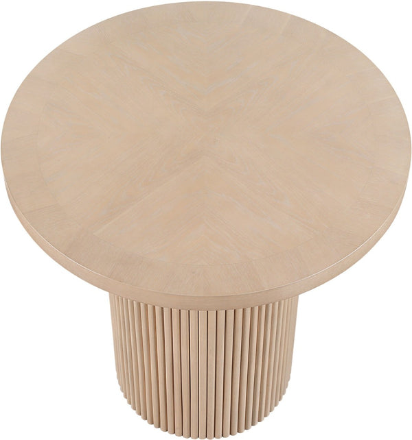 Meridian Furniture Belinda Fluted Solid Wood Base Counter Height Table with Oak Veneer Top Seats Four Natural 36" W x 36" D x 36" H 749Oak-T