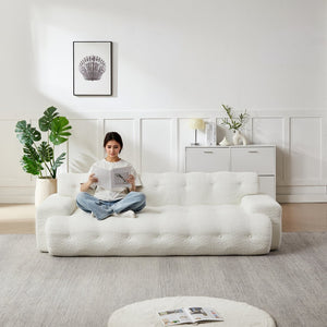 English Elm [video]87.4-inch Cloud Series Chenille Three-seater Sofa with Tufted Square Arms for Living Rooms White W3505P383948