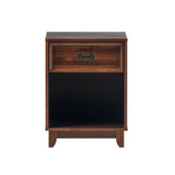 Modern Solid Wood Nightstand, 1 Drawer, Walnut Finish - 18x15.88x24.13