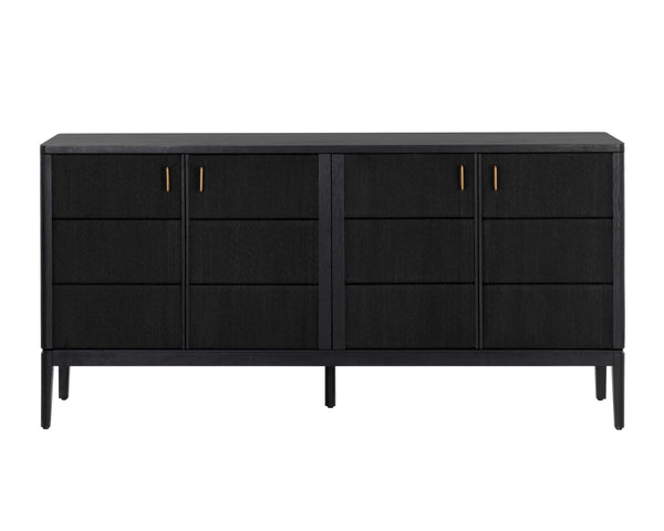 Sunpan Etienne Sideboard - Elegant Design with Antique Brass Handles and Unique Wood Character for Your Home Black