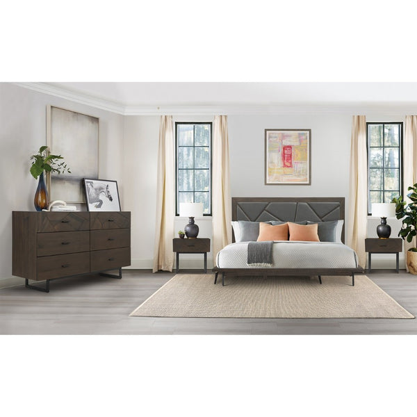 English Elm Marquis Oak Wood Single Drawer Nightstand with Black Metal Legs for Modern Bedroom B2736P464850