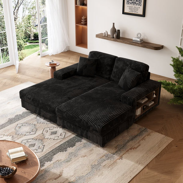 English Elm Convertible Corduroy Sleeper Sofa Chair - Oversized Modern Lounge, Plush Comfort For Guests & Home W1793S00034