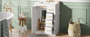 English Elm 24" Modern Bathroom Vanity With Integrated Sink, Soft-Close Drawers, Stylish Gold Hardware Finish N710P341038K