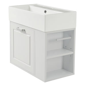 English Elm Christopher Knight Home® - 21.8" Wall-Mounted Bathroom Vanity with Ceramic Sink, Soft-Close Drawer, Adjustable Shelves & Tissue Holder White N759P292550K