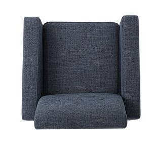 English Elm Christopher Knight Home® - CLUB Modern Fabric Club Chair with Plush Polyester Upholstery and Rubber Wood Legs for Living Room Comfort Dark Blue 31.5 L x 28.5 W x 18.75 H 61237.00DBL