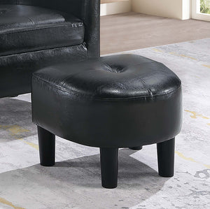English Elm Sleek Black Faux Leather Accent Chair with Ottoman, Curved Barrel Back, Tapered Legs, Compact Comfort B011P369870